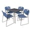 Kee Kee Square Table & Chair Set, Wood, Metal, Polypropylene Top TB3030GYBPCM44BE - alternate 1